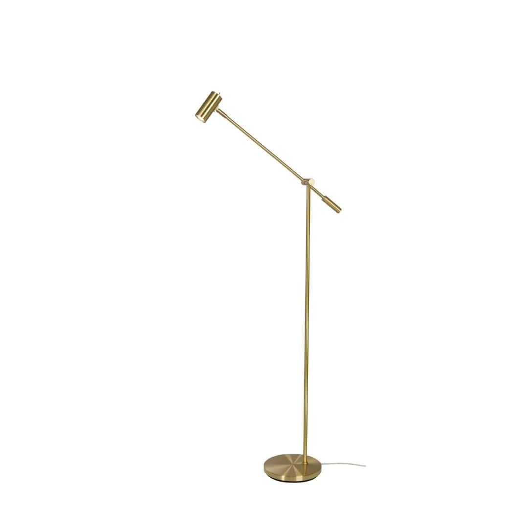 Belid Cato gulvlampe med slank stander og retningsbestemt hoved i messingfinish